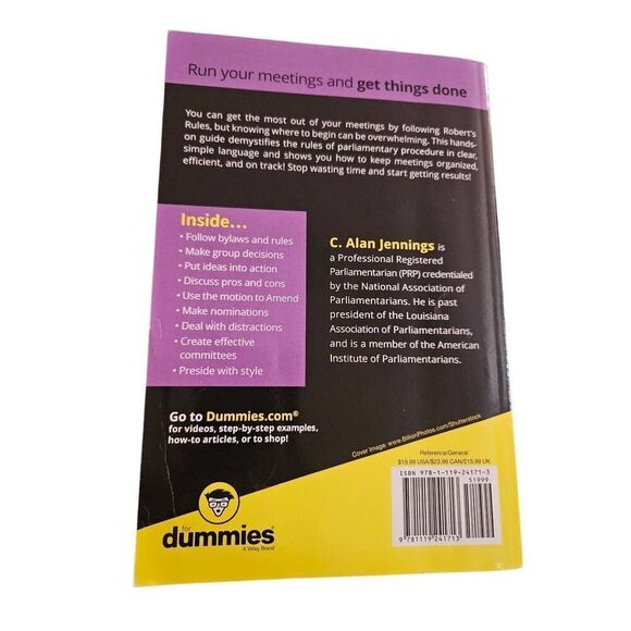 Robert's rules for dummies by C. Alan Jennings PRP 3rd editions isbn 97811192417 - Picture 2 of 5